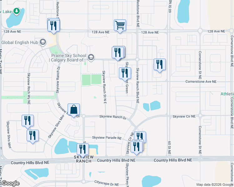 map of restaurants, bars, coffee shops, grocery stores, and more near in Calgary