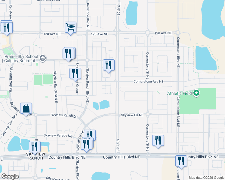 map of restaurants, bars, coffee shops, grocery stores, and more near in Calgary
