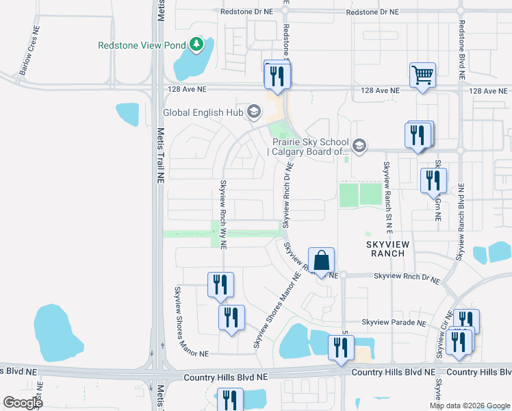 map of restaurants, bars, coffee shops, grocery stores, and more near in Calgary