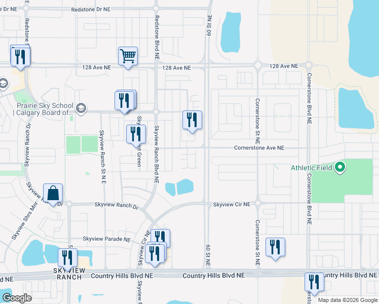 map of restaurants, bars, coffee shops, grocery stores, and more near in Calgary