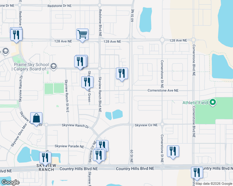map of restaurants, bars, coffee shops, grocery stores, and more near in Calgary