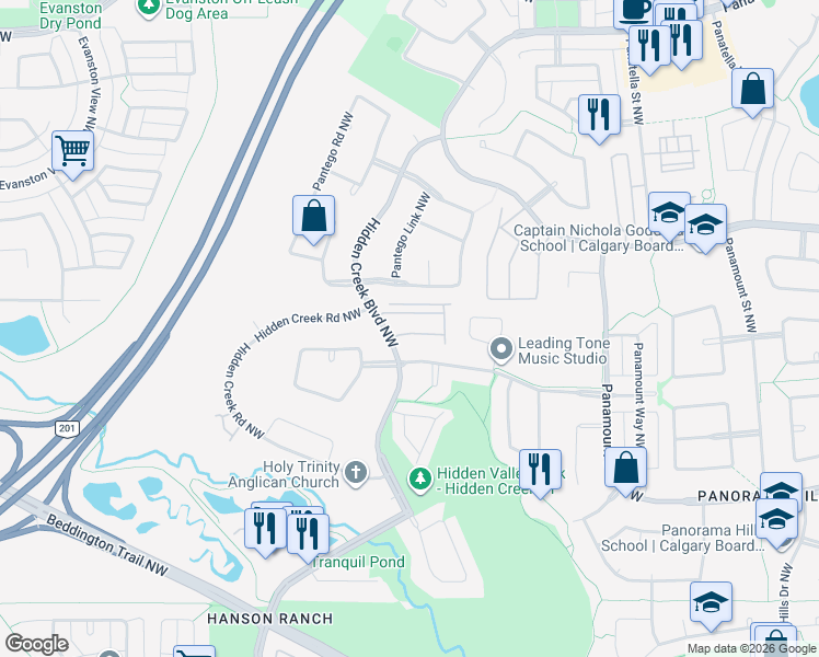 map of restaurants, bars, coffee shops, grocery stores, and more near in Calgary