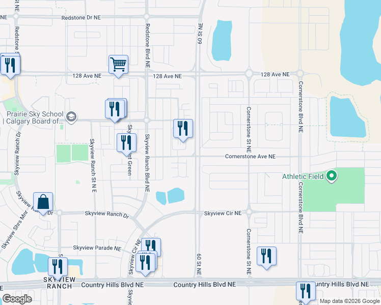 map of restaurants, bars, coffee shops, grocery stores, and more near in Calgary