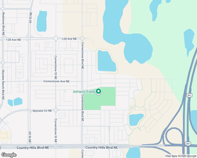 map of restaurants, bars, coffee shops, grocery stores, and more near Cornerstone Avenue in Calgary