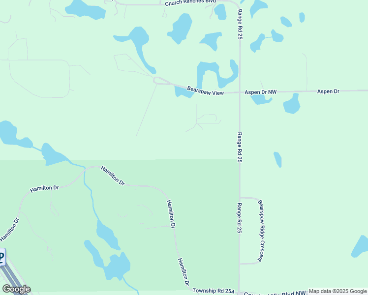 map of restaurants, bars, coffee shops, grocery stores, and more near 47 Bearspaw Way in Calgary