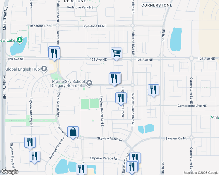 map of restaurants, bars, coffee shops, grocery stores, and more near in Calgary