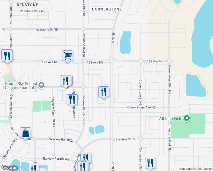 map of restaurants, bars, coffee shops, grocery stores, and more near in Calgary