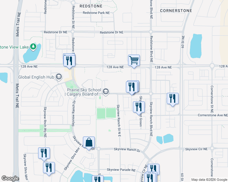 map of restaurants, bars, coffee shops, grocery stores, and more near in Calgary