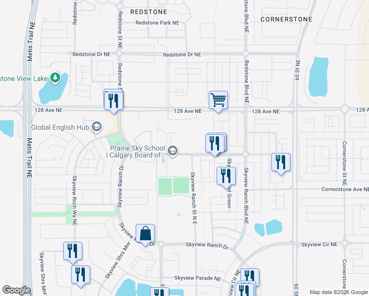 map of restaurants, bars, coffee shops, grocery stores, and more near in Calgary