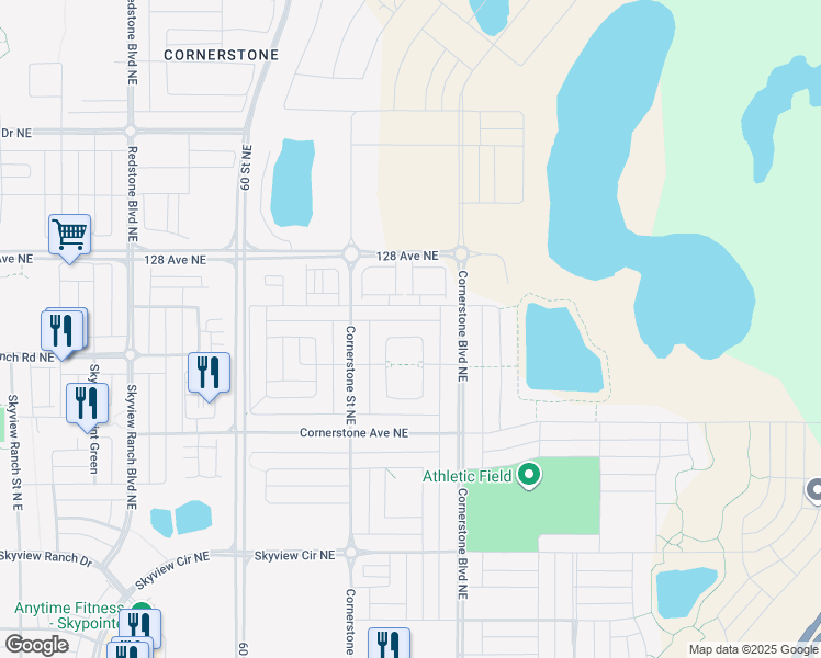 map of restaurants, bars, coffee shops, grocery stores, and more near 70 Cornerstone Circle Northeast in Calgary