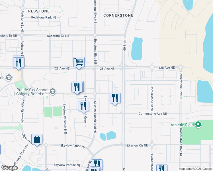 map of restaurants, bars, coffee shops, grocery stores, and more near in Calgary