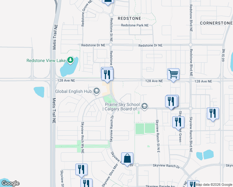 map of restaurants, bars, coffee shops, grocery stores, and more near in Calgary