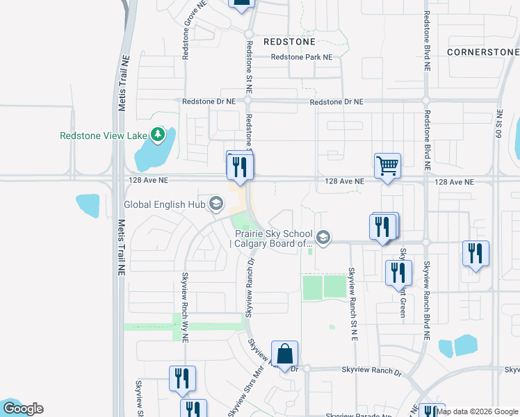 map of restaurants, bars, coffee shops, grocery stores, and more near in Calgary