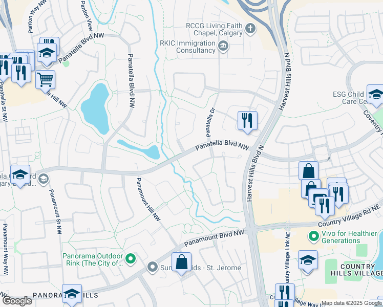 map of restaurants, bars, coffee shops, grocery stores, and more near in Calgary