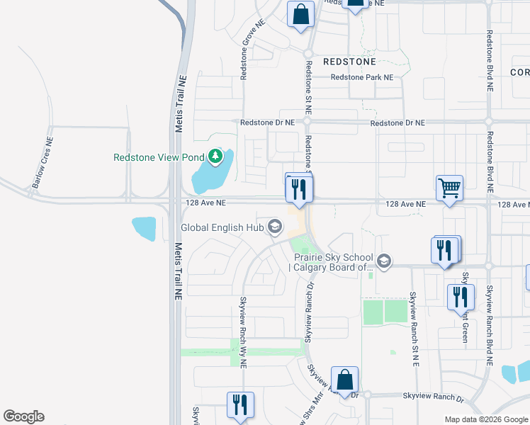 map of restaurants, bars, coffee shops, grocery stores, and more near in Calgary