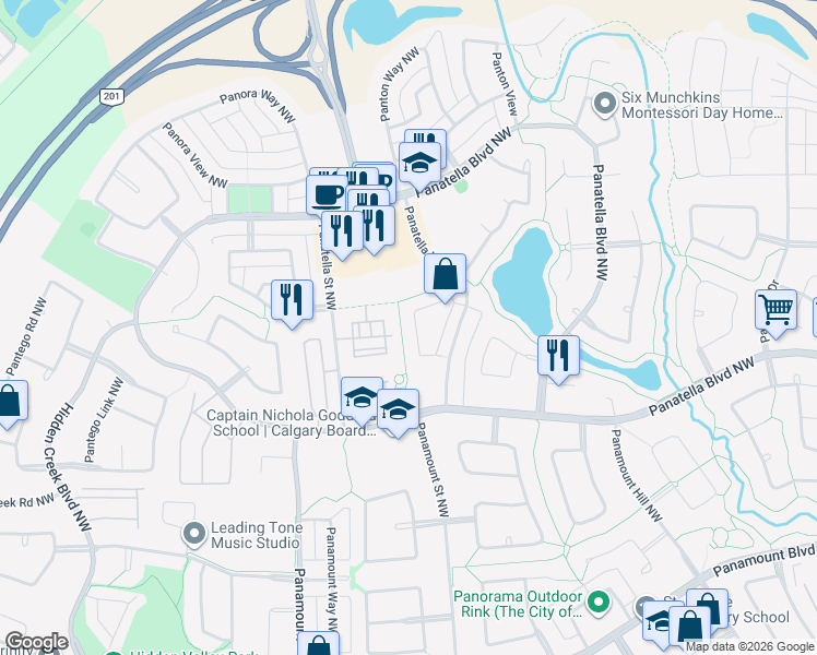 map of restaurants, bars, coffee shops, grocery stores, and more near in Calgary