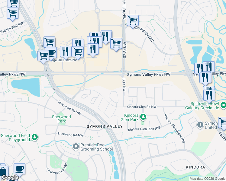 map of restaurants, bars, coffee shops, grocery stores, and more near in Calgary