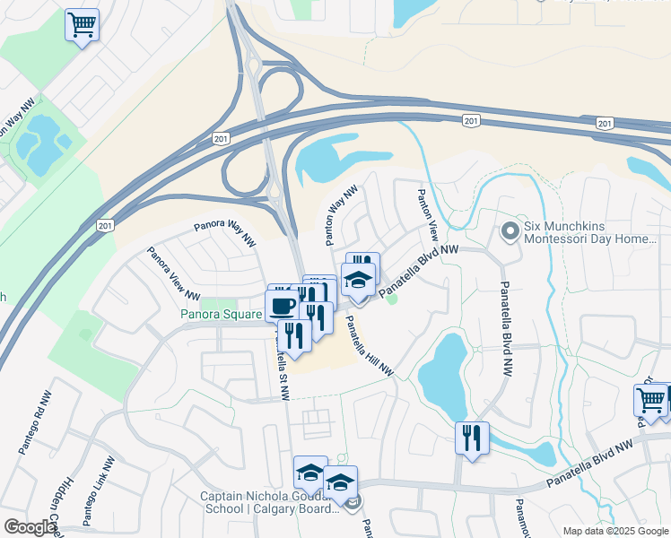 map of restaurants, bars, coffee shops, grocery stores, and more near 180 Panton Way Northwest in Calgary