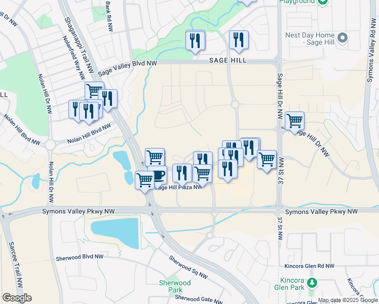 map of restaurants, bars, coffee shops, grocery stores, and more near in Calgary