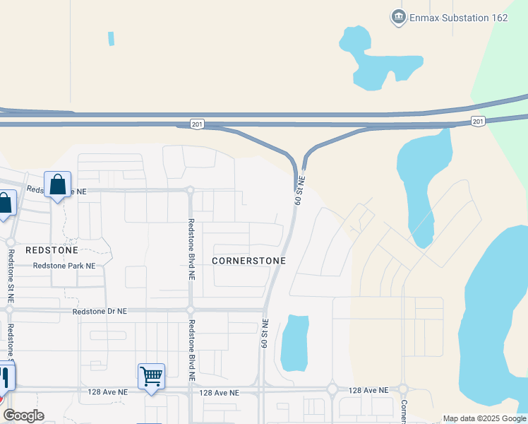 map of restaurants, bars, coffee shops, grocery stores, and more near 160 Red Embers Place Northeast in Calgary