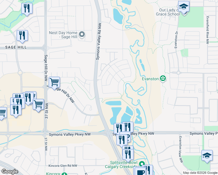 map of restaurants, bars, coffee shops, grocery stores, and more near in Calgary