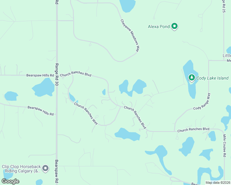 map of restaurants, bars, coffee shops, grocery stores, and more near 59 Church Ranches Boulevard in Calgary