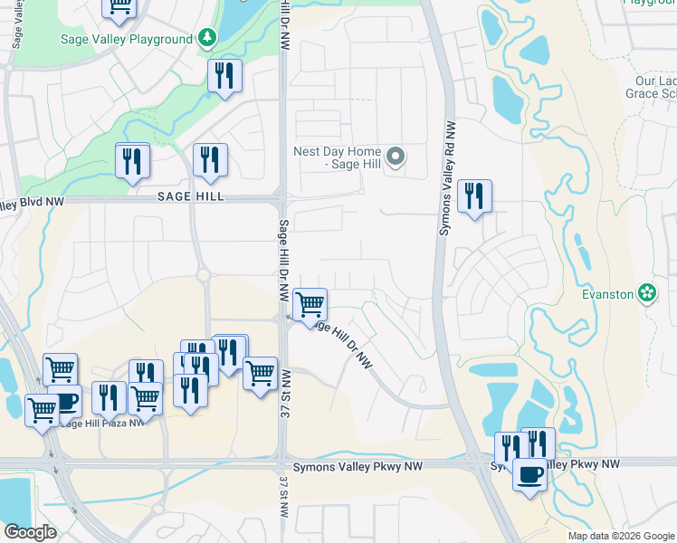 map of restaurants, bars, coffee shops, grocery stores, and more near in Calgary