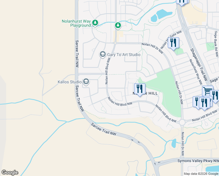 map of restaurants, bars, coffee shops, grocery stores, and more near 5 Nolancrest Gate Northwest in Calgary