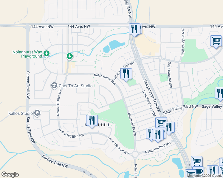 map of restaurants, bars, coffee shops, grocery stores, and more near in Calgary