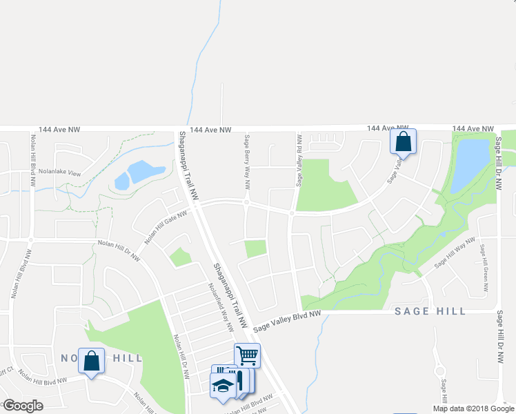 map of restaurants, bars, coffee shops, grocery stores, and more near 324 Sage Valley Drive Northwest in Calgary