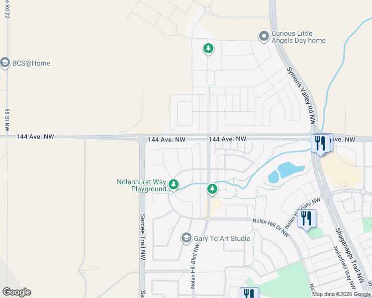 map of restaurants, bars, coffee shops, grocery stores, and more near 9 Nolanhurst Heights Northwest in Calgary