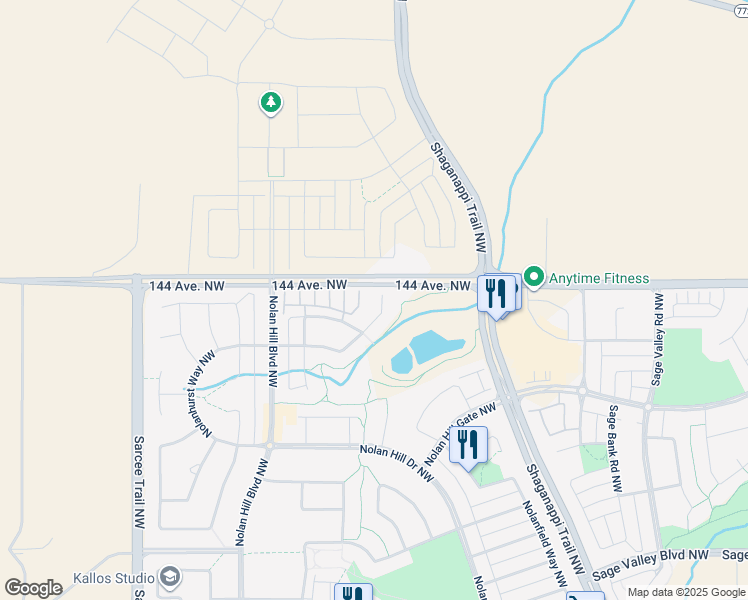 map of restaurants, bars, coffee shops, grocery stores, and more near 165 Nolanlake View in Calgary