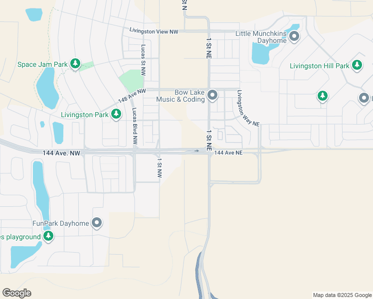 map of restaurants, bars, coffee shops, grocery stores, and more near 300 144 Avenue Northeast in Balzac