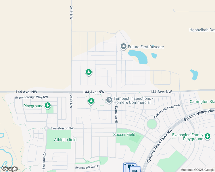 map of restaurants, bars, coffee shops, grocery stores, and more near 181 Evanston Hill Northwest in Calgary