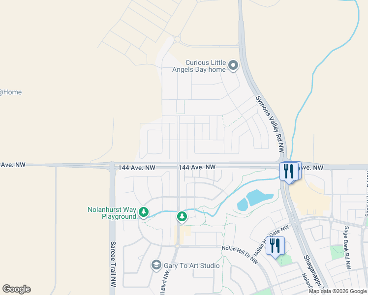 map of restaurants, bars, coffee shops, grocery stores, and more near 992 Nolan Hill Boulevard Northwest in Calgary