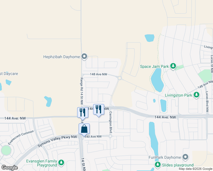 map of restaurants, bars, coffee shops, grocery stores, and more near Howse Avenue Northeast in Balzac