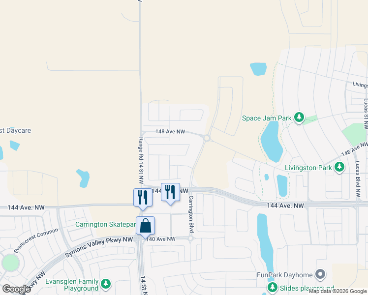 map of restaurants, bars, coffee shops, grocery stores, and more near in Calgary