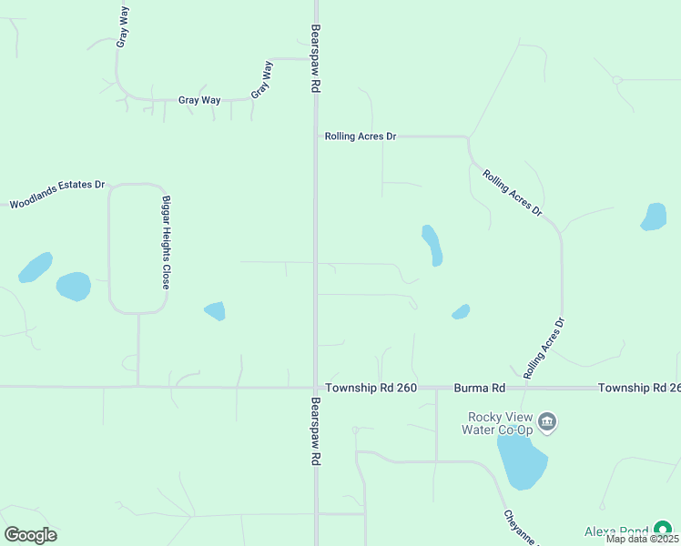 map of restaurants, bars, coffee shops, grocery stores, and more near 260064 Bearspaw Road in Calgary