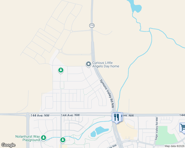 map of restaurants, bars, coffee shops, grocery stores, and more near 6473 144 Avenue Northwest in Calgary