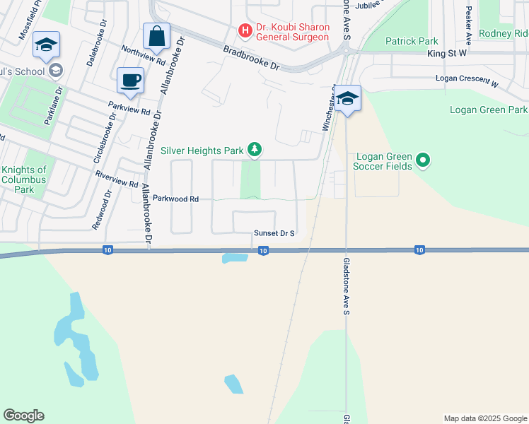 map of restaurants, bars, coffee shops, grocery stores, and more near Willow Crescent in Yorkton