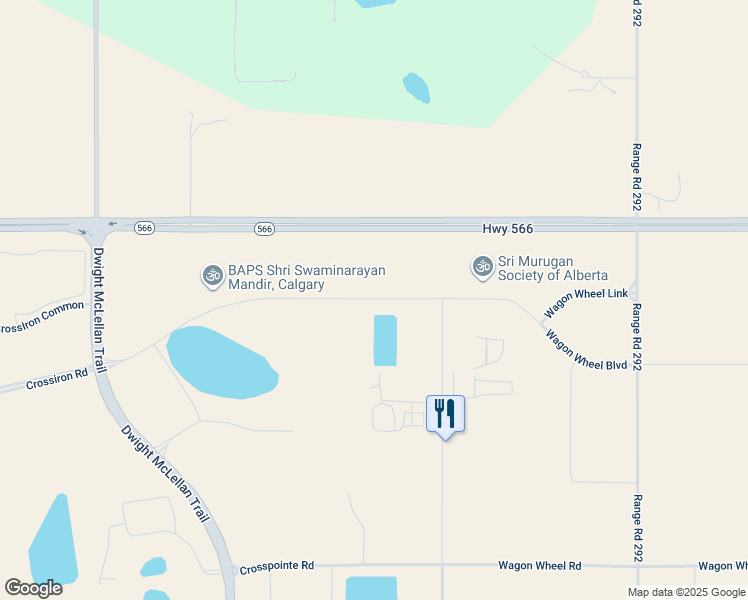 map of restaurants, bars, coffee shops, grocery stores, and more near 292212 Wagon Wheel Boulevard in Calgary