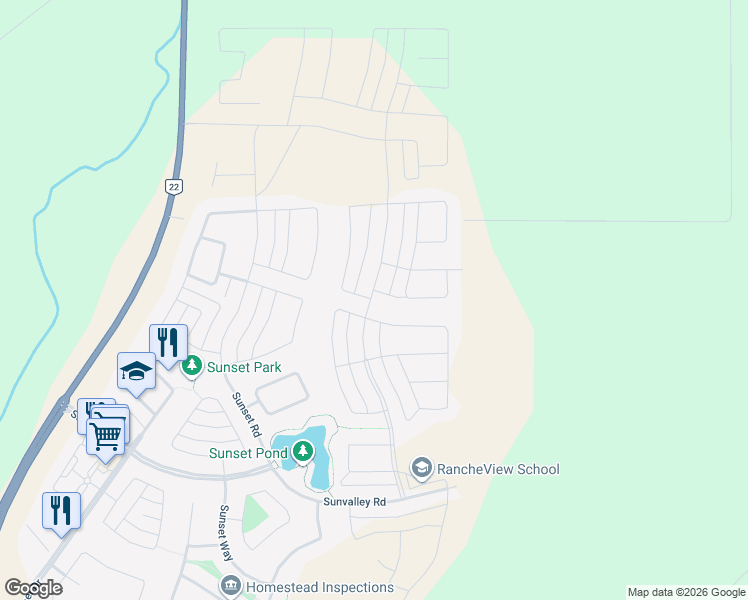 map of restaurants, bars, coffee shops, grocery stores, and more near 301 Sundown Road in Cochrane