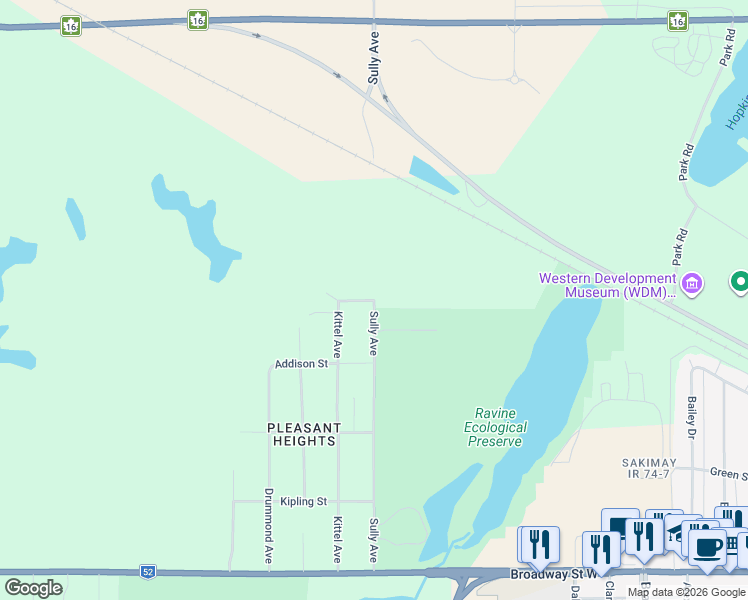 map of restaurants, bars, coffee shops, grocery stores, and more near Sully Avenue in Yorkton