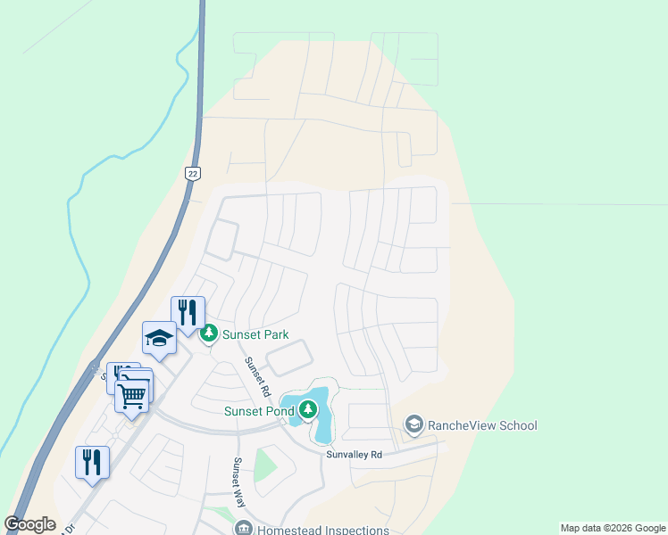 map of restaurants, bars, coffee shops, grocery stores, and more near 35 Sundown Crescent in Cochrane
