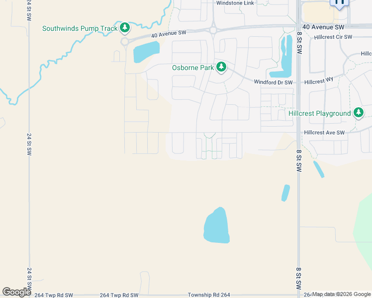 map of restaurants, bars, coffee shops, grocery stores, and more near 4225 8 Street Southwest in Airdrie
