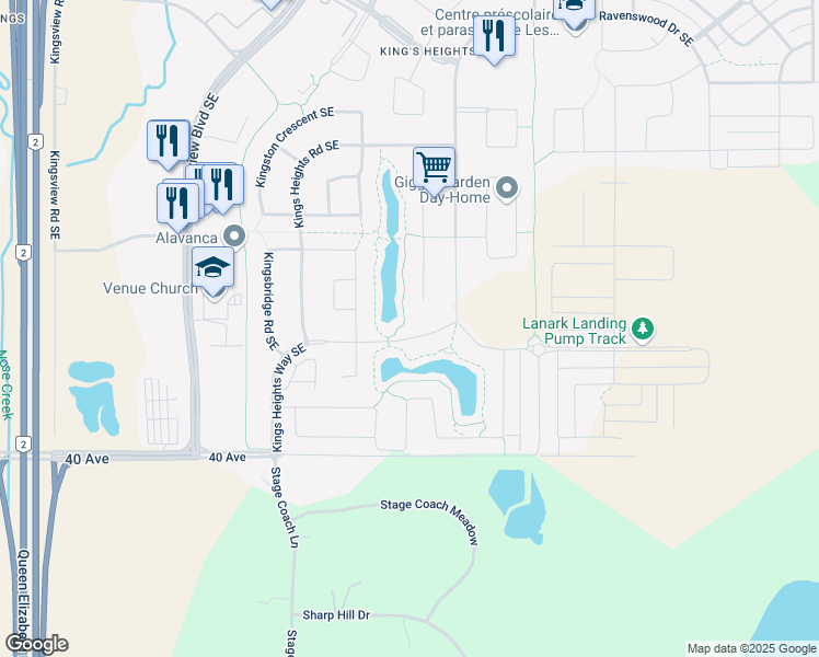 map of restaurants, bars, coffee shops, grocery stores, and more near 1046 Kings Heights Way Southeast in Balzac