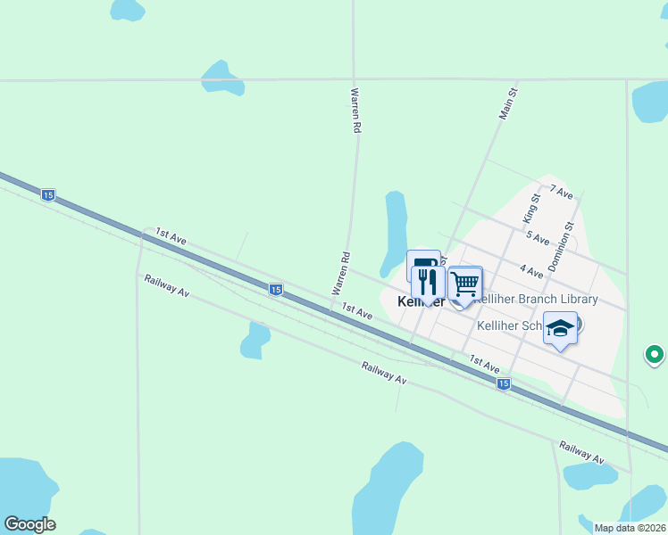 map of restaurants, bars, coffee shops, grocery stores, and more near 1st Avenue in Kelliher
