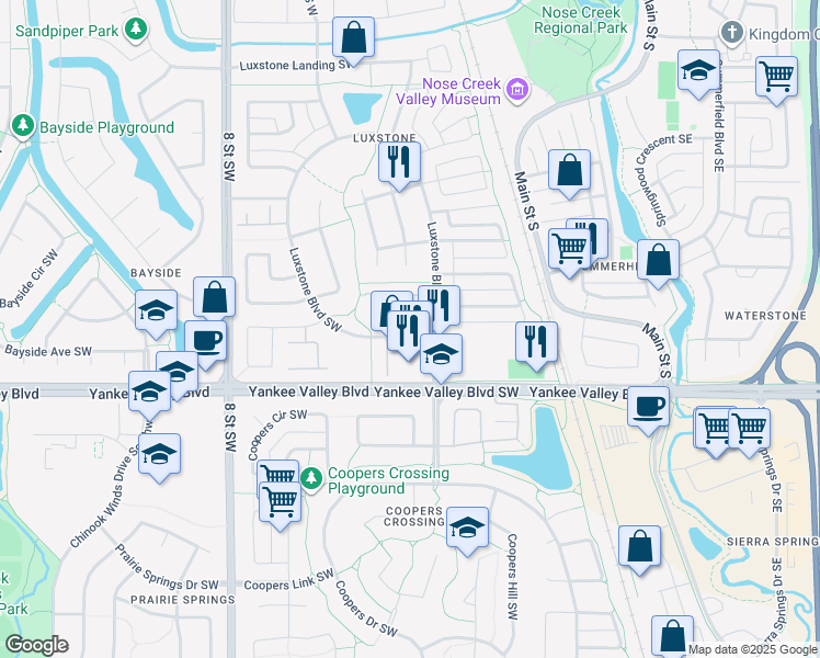 map of restaurants, bars, coffee shops, grocery stores, and more near in Airdrie