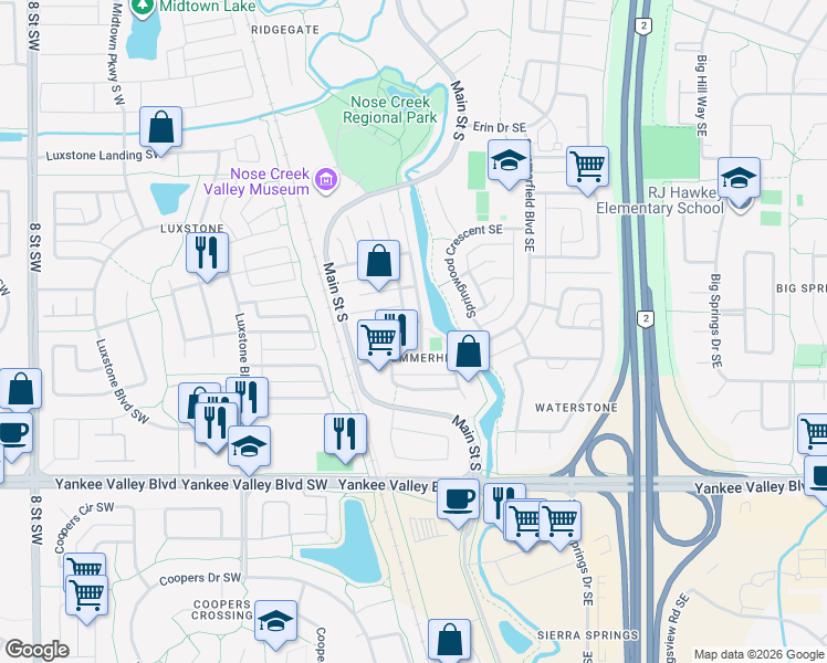 map of restaurants, bars, coffee shops, grocery stores, and more near in Airdrie