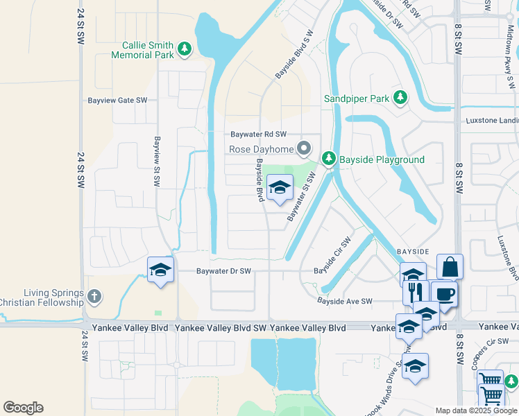 map of restaurants, bars, coffee shops, grocery stores, and more near 1706 Baywater View Southwest in Airdrie